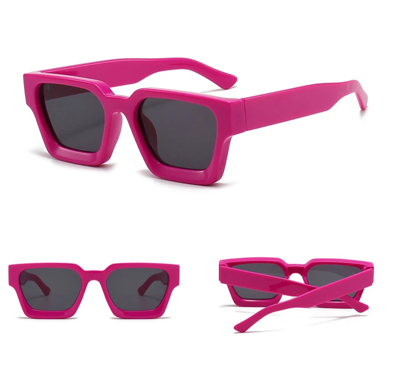 SO&EI Fashion Square Women Luxury Sunglasses Retro Brand Designer Men Trending Leopard Blue Green Sun Glasses Shades UV400