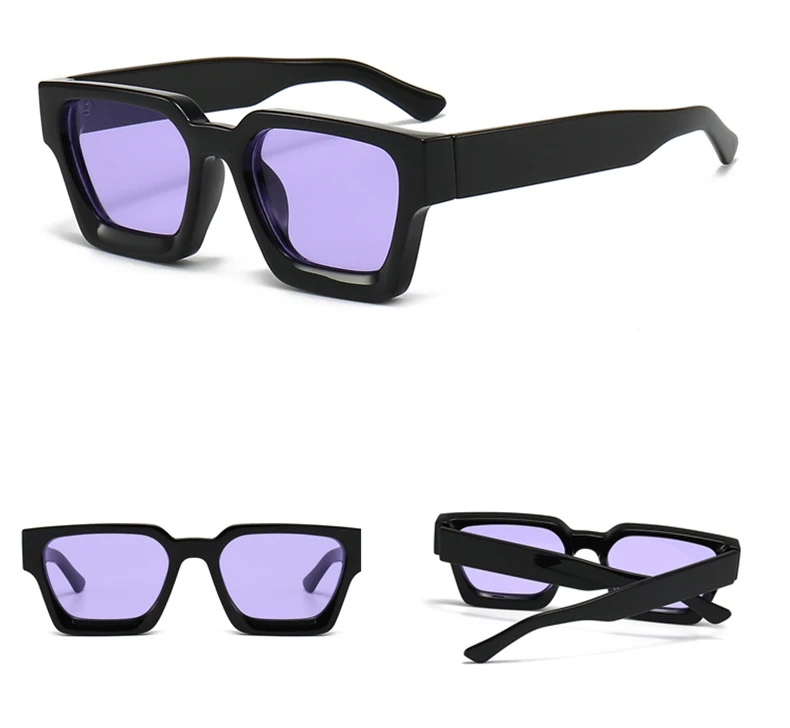 SO&EI Fashion Square Women Luxury Sunglasses Retro Brand Designer Men Trending Leopard Blue Green Sun Glasses Shades UV400