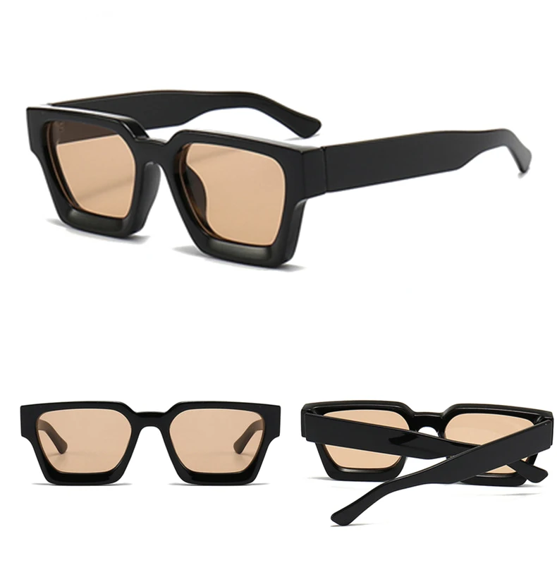 SO&EI Fashion Square Women Luxury Sunglasses Retro Brand Designer Men Trending Leopard Blue Green Sun Glasses Shades UV400