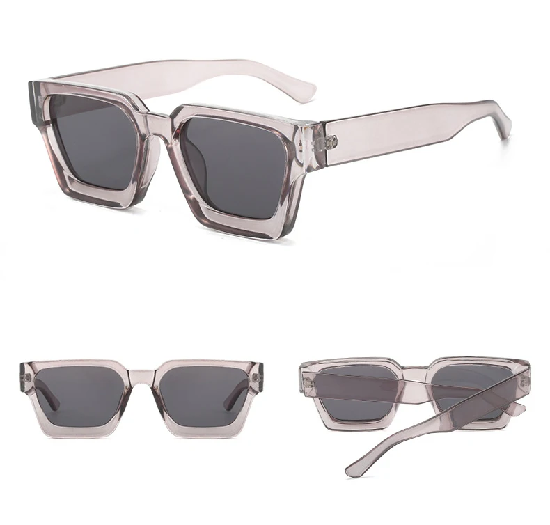 SO&EI Fashion Square Women Luxury Sunglasses Retro Brand Designer Men Trending Leopard Blue Green Sun Glasses Shades UV400