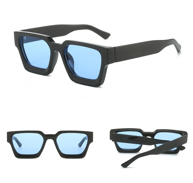 SO&EI Fashion Square Women Luxury Sunglasses Retro Brand Designer Men Trending Leopard Blue Green Sun Glasses Shades UV400