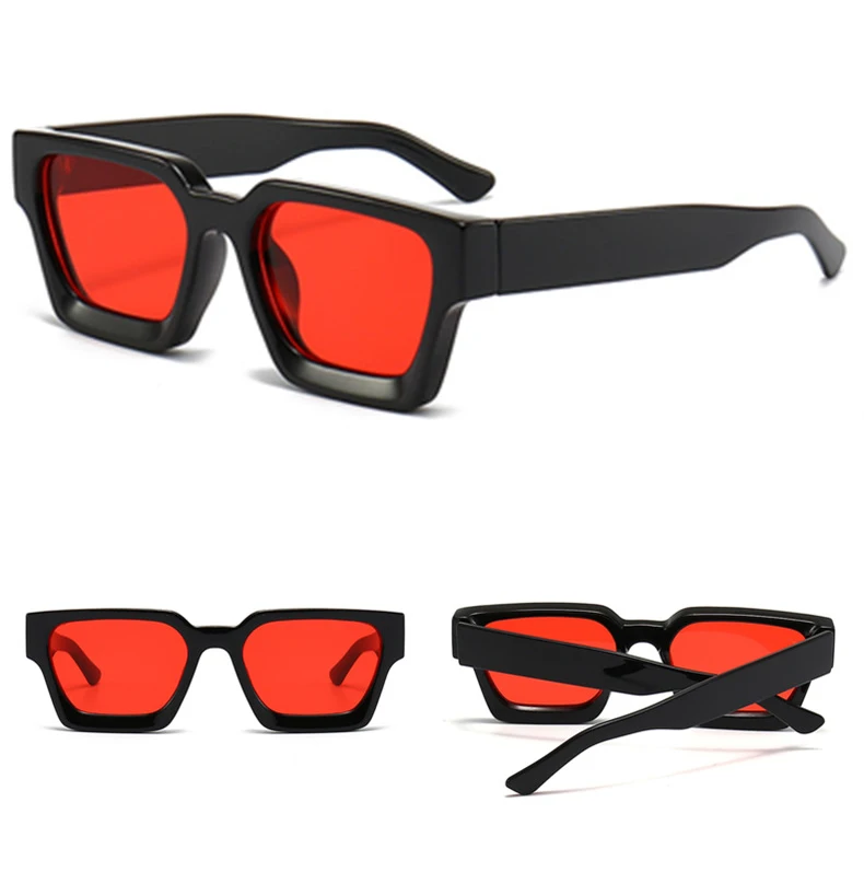 SO&EI Fashion Square Women Luxury Sunglasses Retro Brand Designer Men Trending Leopard Blue Green Sun Glasses Shades UV400