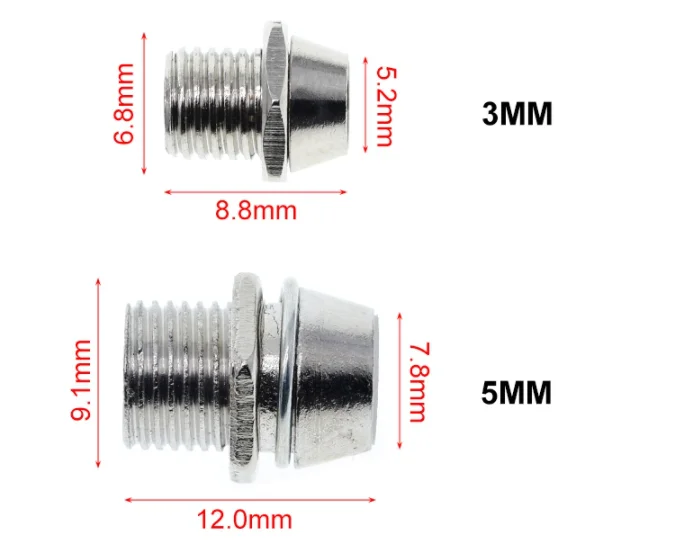 10Pcs/lot Copper Metal 3MM 5MM Light Emitting Diode LED Holder Mount Panel Display Wholesale