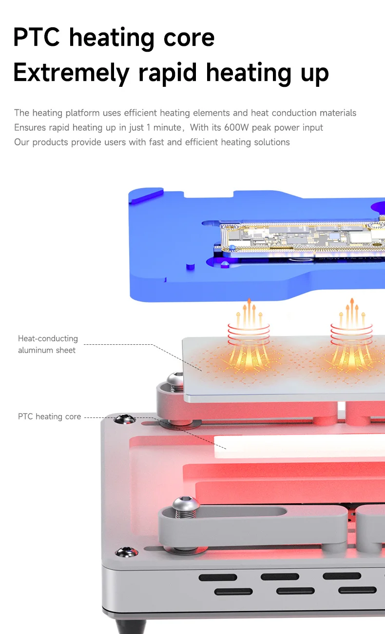 MECHANIC HEAT AIR Intelligent Preheating Platform For iPhone X-16 PRO MAX Motherboard Layered Chip BGA Stencil/Dot Matrix Repair
