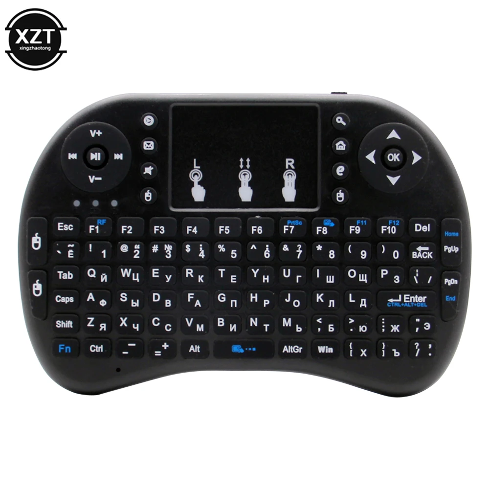 2.4G Mini Wireless Keyboard 3 Color Backlit I8 English Russian Air Mouse Touchpad Remote Control For Laptop TV BOX USB Receiver
