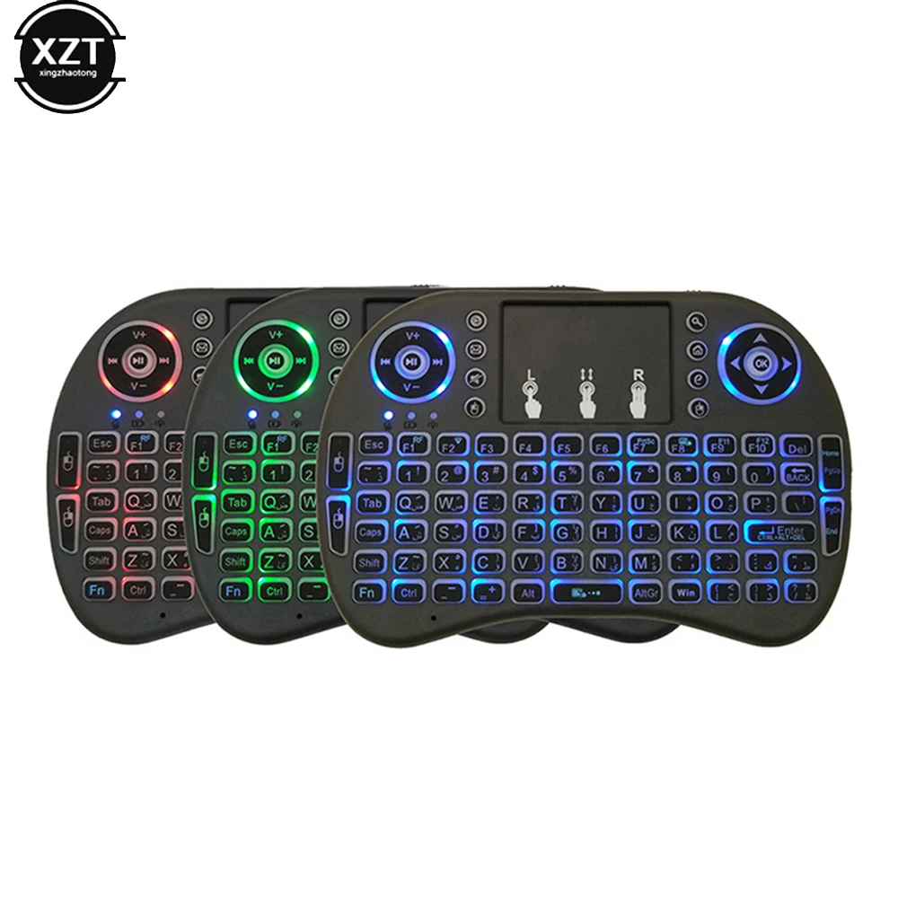 2.4G Mini Wireless Keyboard 3 Color Backlit I8 English Russian Air Mouse Touchpad Remote Control For Laptop TV BOX USB Receiver