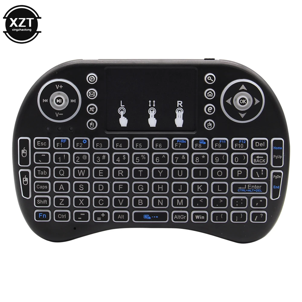 2.4G Mini Wireless Keyboard 3 Color Backlit I8 English Russian Air Mouse Touchpad Remote Control For Laptop TV BOX USB Receiver