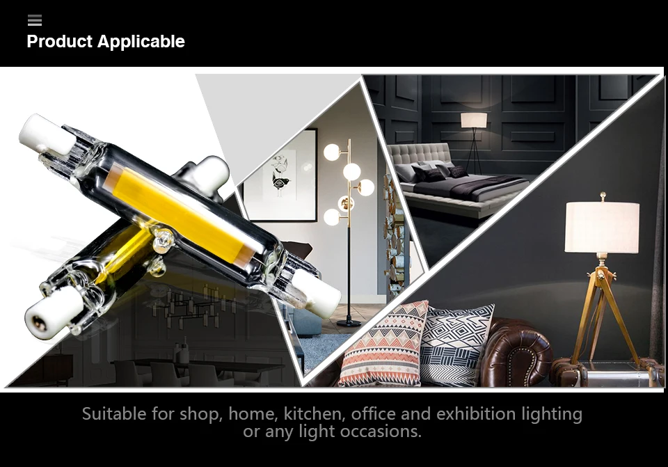 R7S LED 78mm 118mm 5W 10W 20W R7s Spotlight AC 220V 110V COB Lamp Bulb Glass Tube Replace 30W 50W 100W Halogen Lamp Light