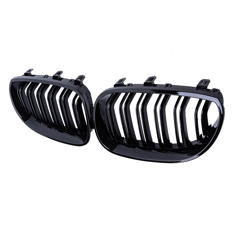 Pulleco Car Front Bumper Grille Kidney Racing Grill Grilles For BMW E60 E61 5 Series 2003-2009 Gloss Black Auto New Double Slat