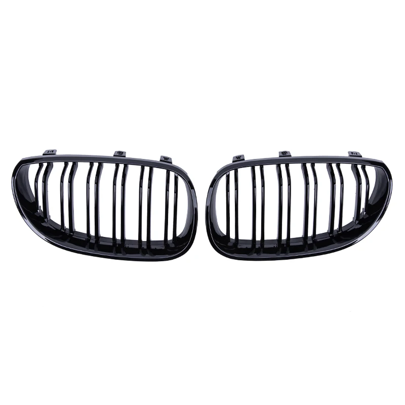 Pulleco Car Front Bumper Grille Kidney Racing Grill Grilles For BMW E60 E61 5 Series 2003-2009 Gloss Black Auto New Double Slat