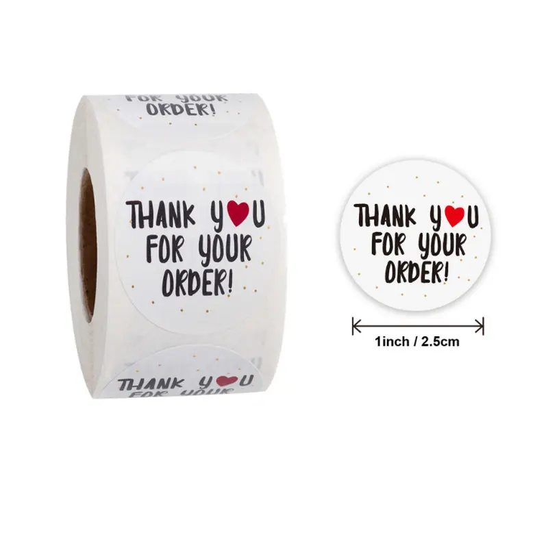 Reward Stickers School Teacher Kids Love Sticker Thank You Pink Round Tags Hand-Made Label for Baking Decoration 50PCS