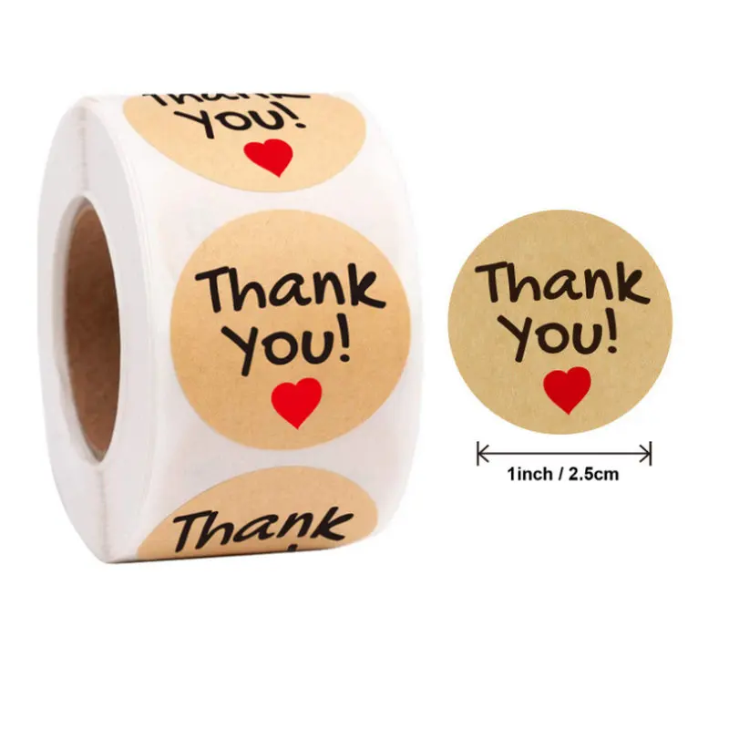 Reward Stickers School Teacher Kids Love Sticker Thank You Pink Round Tags Hand-Made Label for Baking Decoration 50PCS