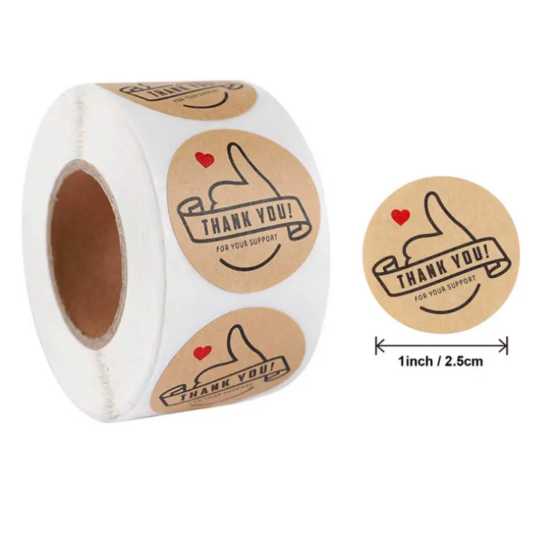 Reward Stickers School Teacher Kids Love Sticker Thank You Pink Round Tags Hand-Made Label for Baking Decoration 50PCS