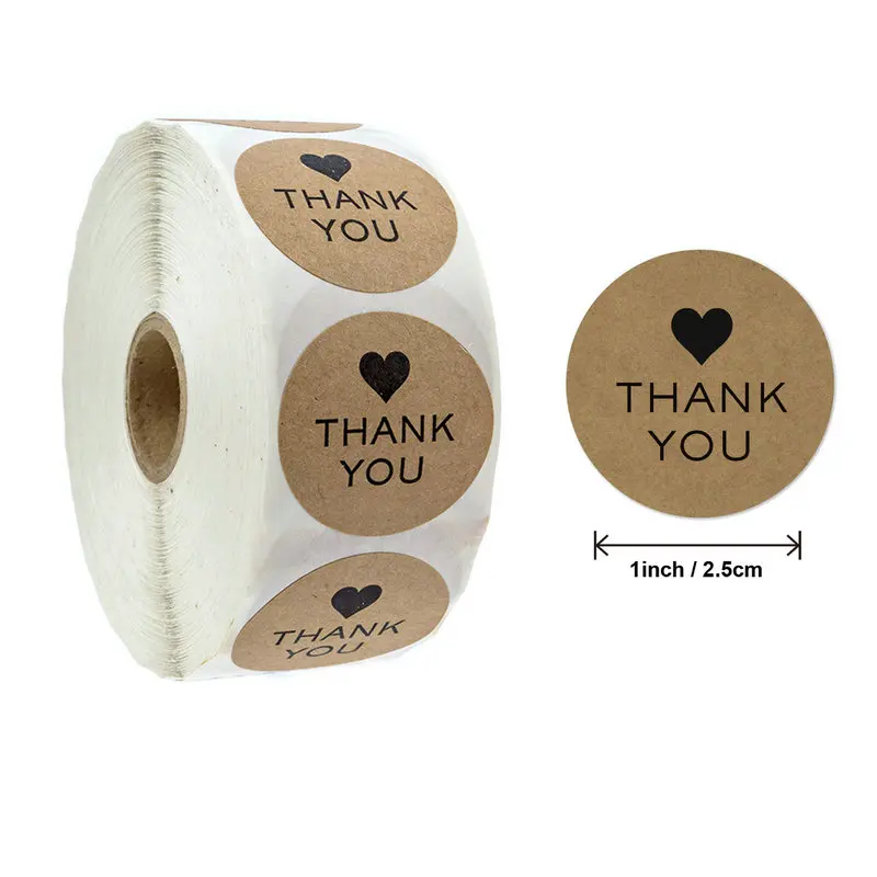 Reward Stickers School Teacher Kids Love Sticker Thank You Pink Round Tags Hand-Made Label for Baking Decoration 50PCS