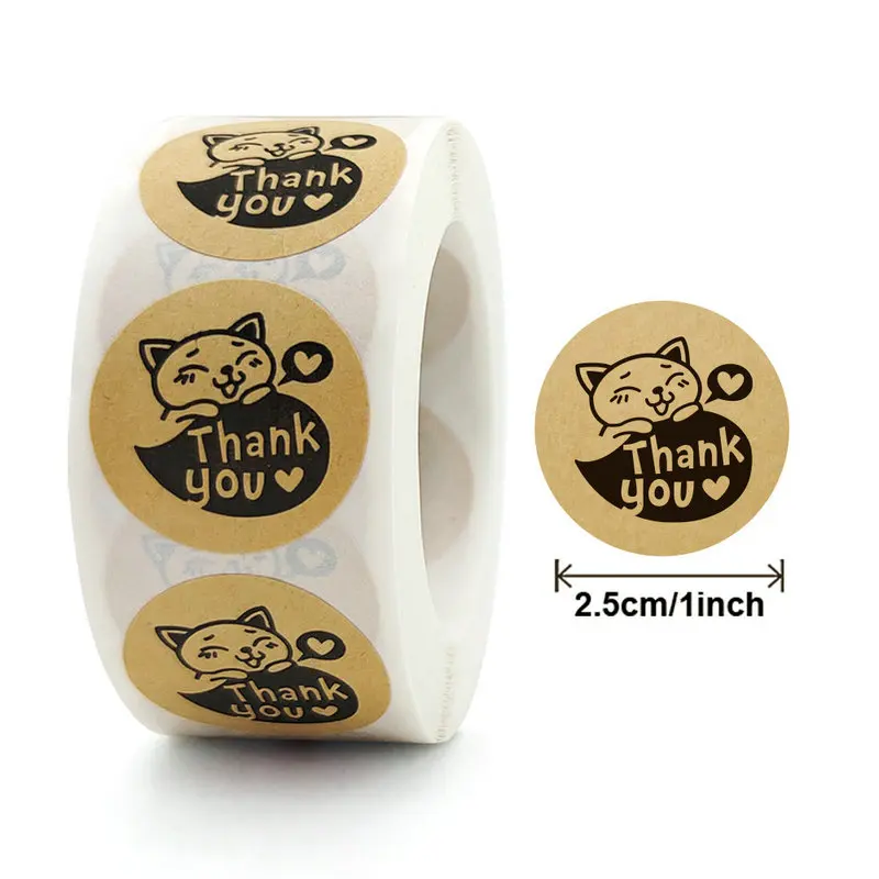 Reward Stickers School Teacher Kids Love Sticker Thank You Pink Round Tags Hand-Made Label for Baking Decoration 50PCS