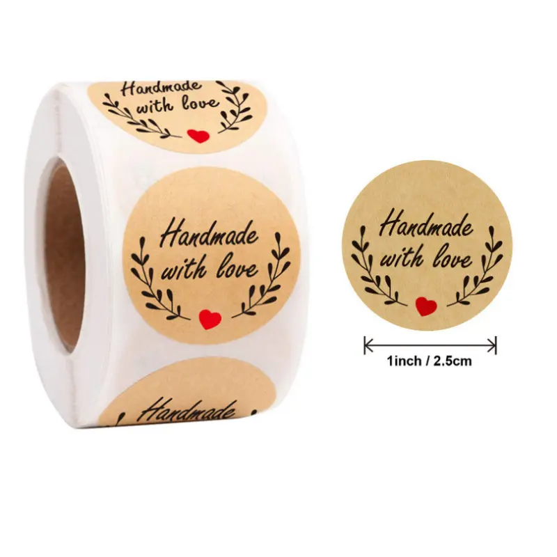 Reward Stickers School Teacher Kids Love Sticker Thank You Pink Round Tags Hand-Made Label for Baking Decoration 50PCS