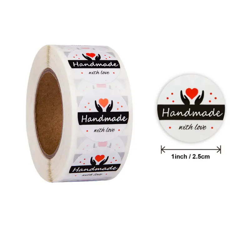 Reward Stickers School Teacher Kids Love Sticker Thank You Pink Round Tags Hand-Made Label for Baking Decoration 50PCS