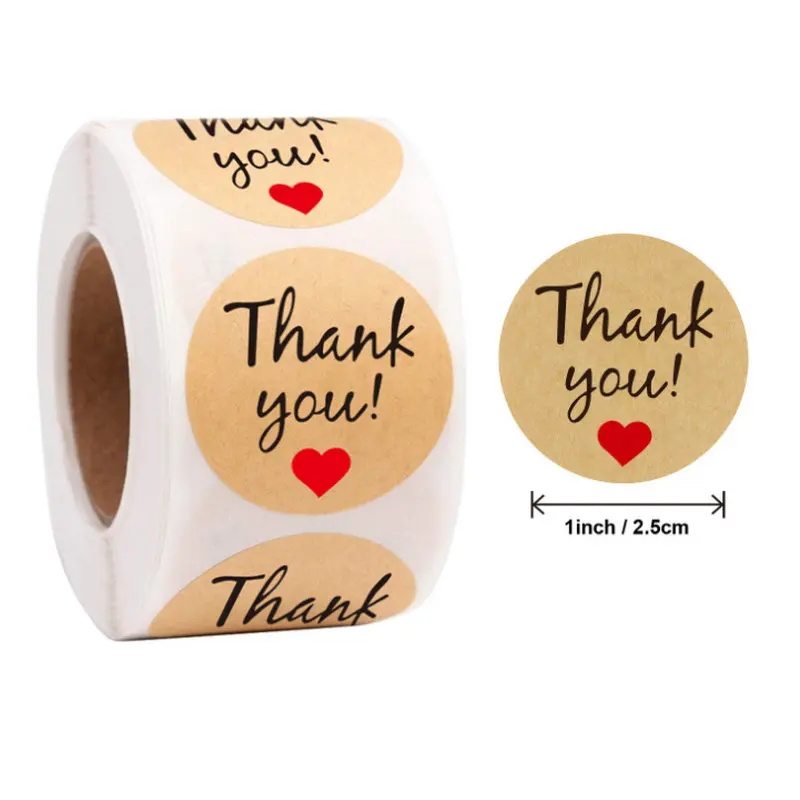 Reward Stickers School Teacher Kids Love Sticker Thank You Pink Round Tags Hand-Made Label for Baking Decoration 50PCS