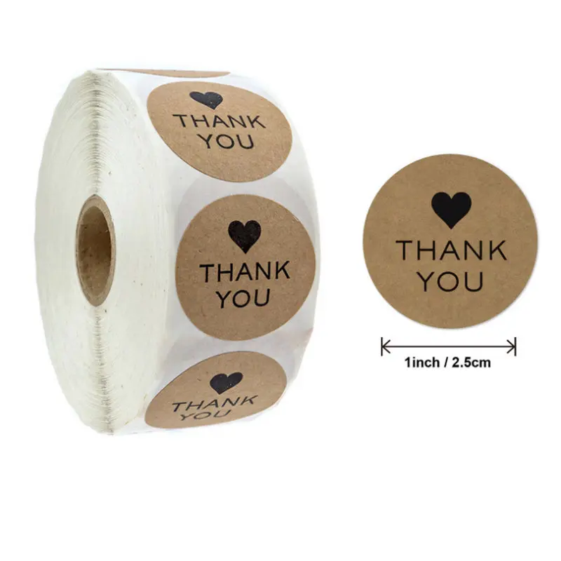 Reward Stickers School Teacher Kids Love Sticker Thank You Pink Round Tags Hand-Made Label for Baking Decoration 50PCS