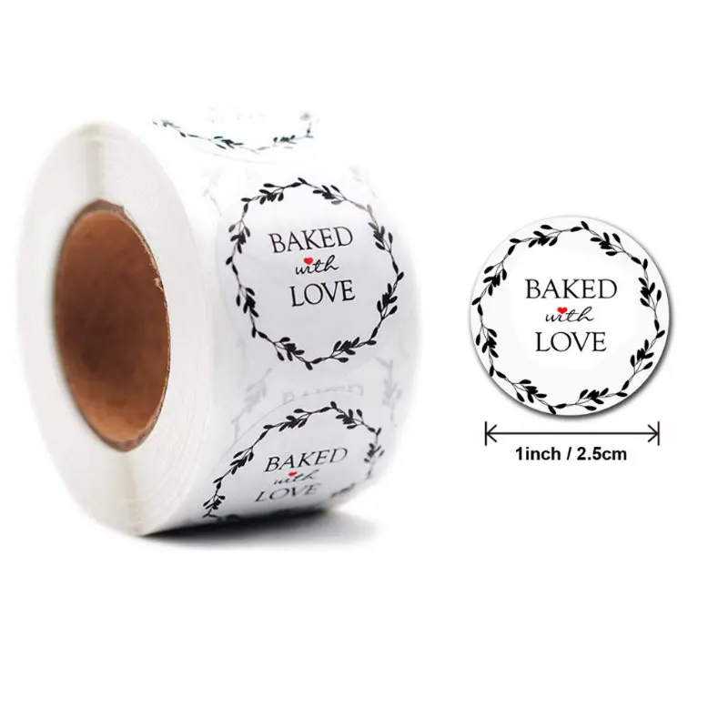 Reward Stickers School Teacher Kids Love Sticker Thank You Pink Round Tags Hand-Made Label for Baking Decoration 50PCS