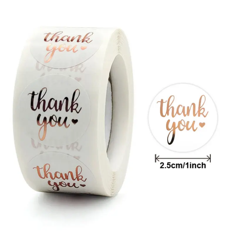 Reward Stickers School Teacher Kids Love Sticker Thank You Pink Round Tags Hand-Made Label for Baking Decoration 50PCS