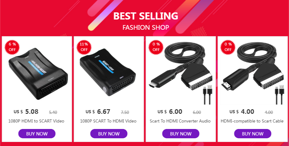 Scart To HDMI -compatible Converter Audio Video Adapter for HDTV/DVD/Set-top Box/PS3/PAL/NTSC