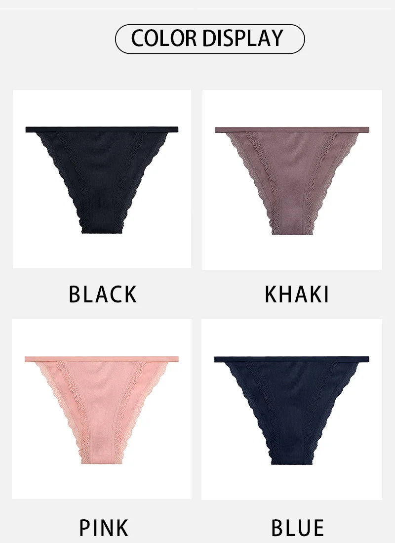 FINETOO Women's Cotton Panties 3Pcs/set Lace Briefs S-XL Comfortable Underwear Ladies Cotton Underpants Soft Panty Intimates New
