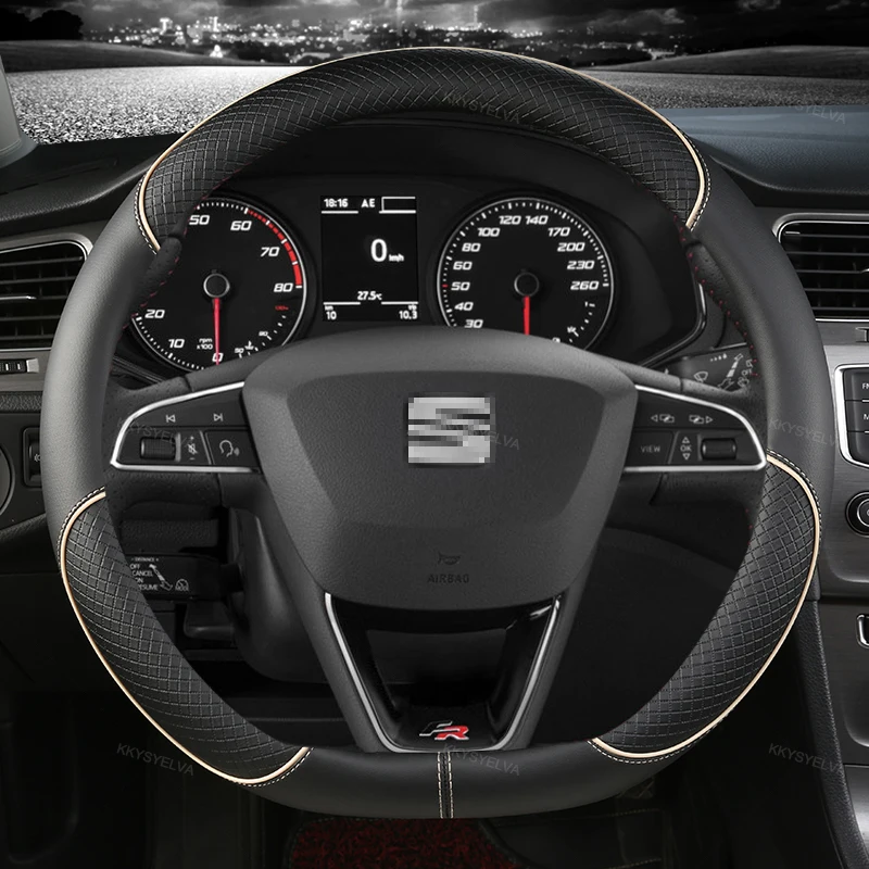Car Steering Wheel Cover Microfiber Leather 38cm Non-Slip For Seat Tarraco Arona Ateca Ibiza Toledo Mii Leon Arosa Exeo ST FR