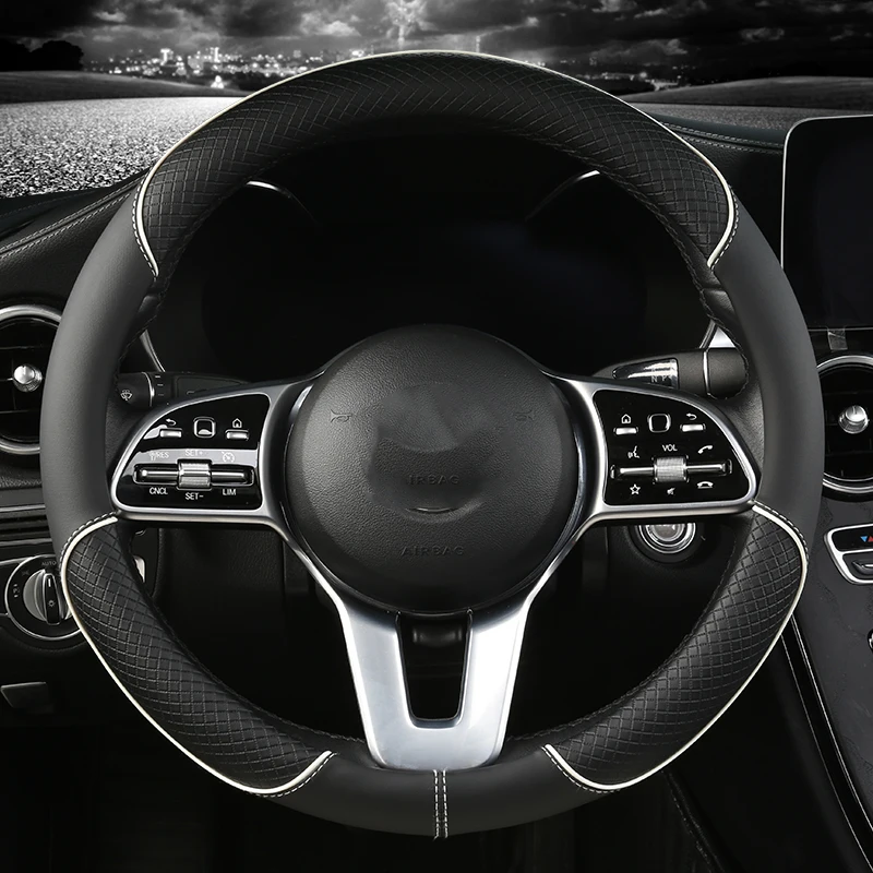 Car Steering Wheel Cover Microfiber Leather 38cm Non-Slip For Seat Tarraco Arona Ateca Ibiza Toledo Mii Leon Arosa Exeo ST FR