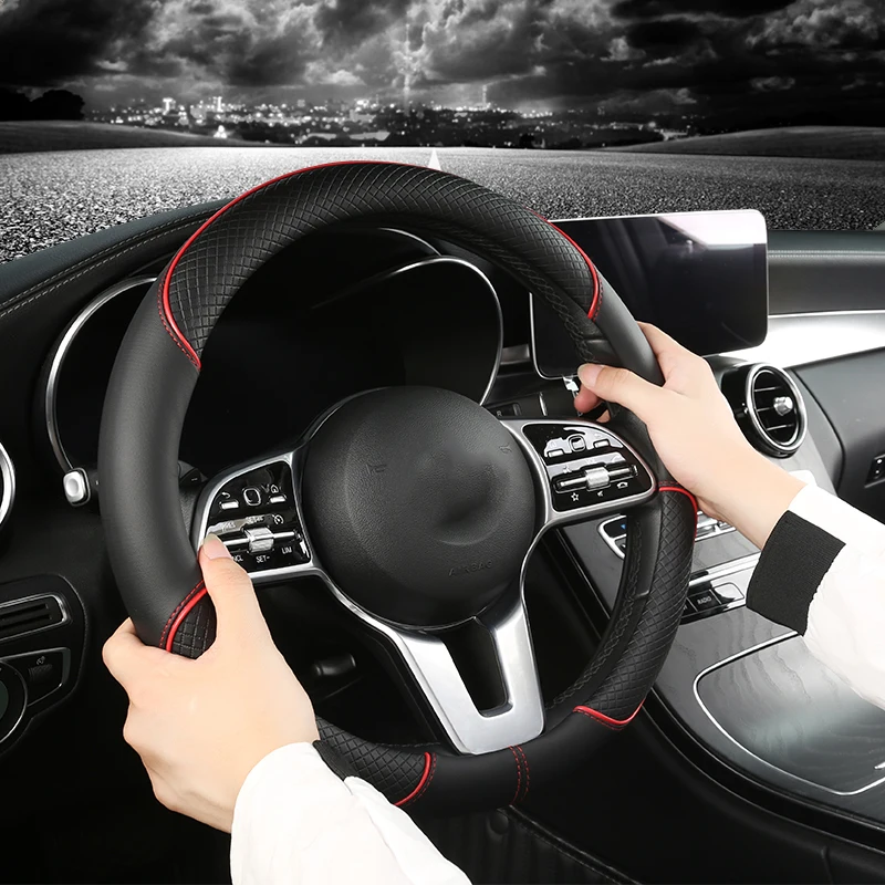 Car Steering Wheel Cover Microfiber Leather 38cm Non-Slip For Seat Tarraco Arona Ateca Ibiza Toledo Mii Leon Arosa Exeo ST FR