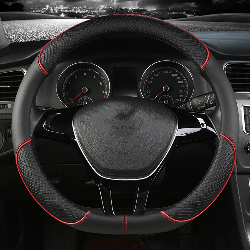Car Steering Wheel Cover Microfiber Leather 38cm Non-Slip For Seat Tarraco Arona Ateca Ibiza Toledo Mii Leon Arosa Exeo ST FR