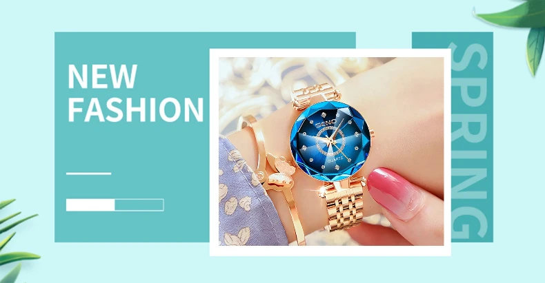 Seno Ocean Star Steel Band Women's Watch Fashion Crystal Ladies Quartz Relogio Feminino Female Montre Reloj Mujer Zegarek Damski