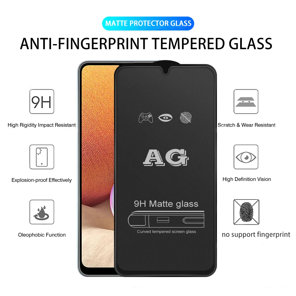 Matte Screen Protector For Samsung A56 A54 A55 A53 A52S 5G A17 A16 A35 A34 A51 A33 A50 A25 A70 A36 A21S A22 A31 Tempered Glass