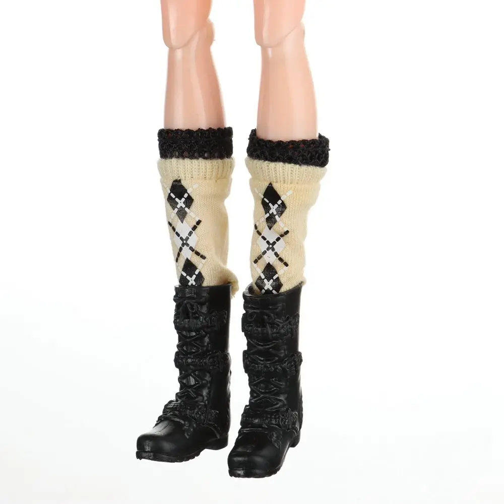 1Pair Plastic Doll Colorful Long Knees Boots Female Doll Boots Socks Doll Shoes Fit Foot Length 2.2cm Dolls Accessories