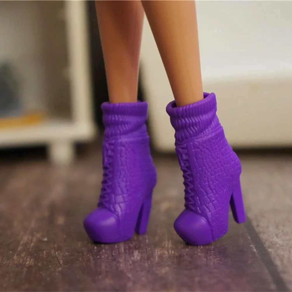 1Pair Plastic Doll Colorful Long Knees Boots Female Doll Boots Socks Doll Shoes Fit Foot Length 2.2cm Dolls Accessories