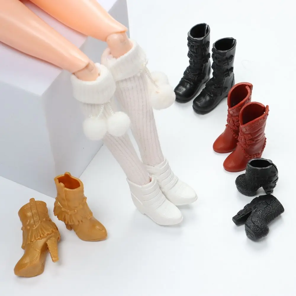 1Pair Plastic Doll Colorful Long Knees Boots Female Doll Boots Socks Doll Shoes Fit Foot Length 2.2cm Dolls Accessories