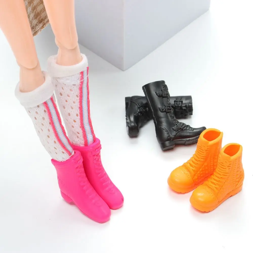 1Pair Plastic Doll Colorful Long Knees Boots Female Doll Boots Socks Doll Shoes Fit Foot Length 2.2cm Dolls Accessories