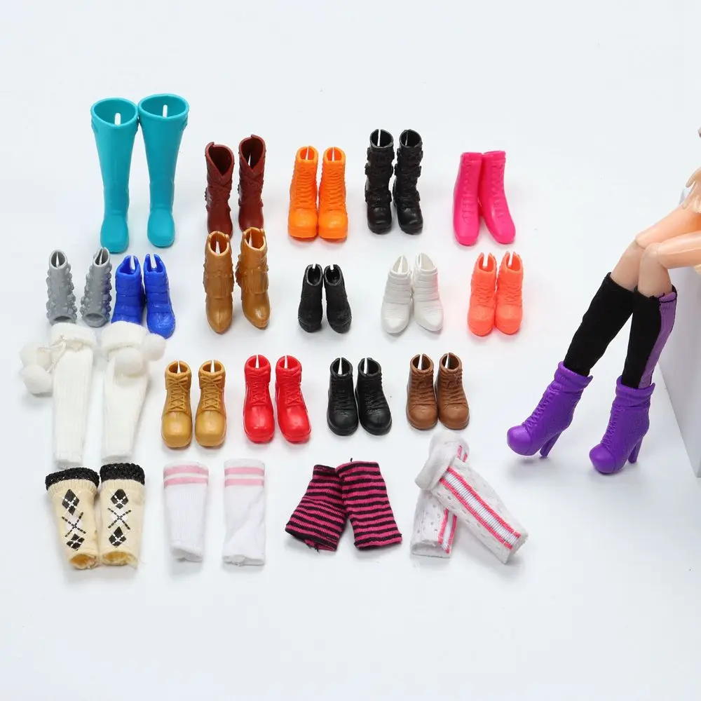 1Pair Plastic Doll Colorful Long Knees Boots Female Doll Boots Socks Doll Shoes Fit Foot Length 2.2cm Dolls Accessories