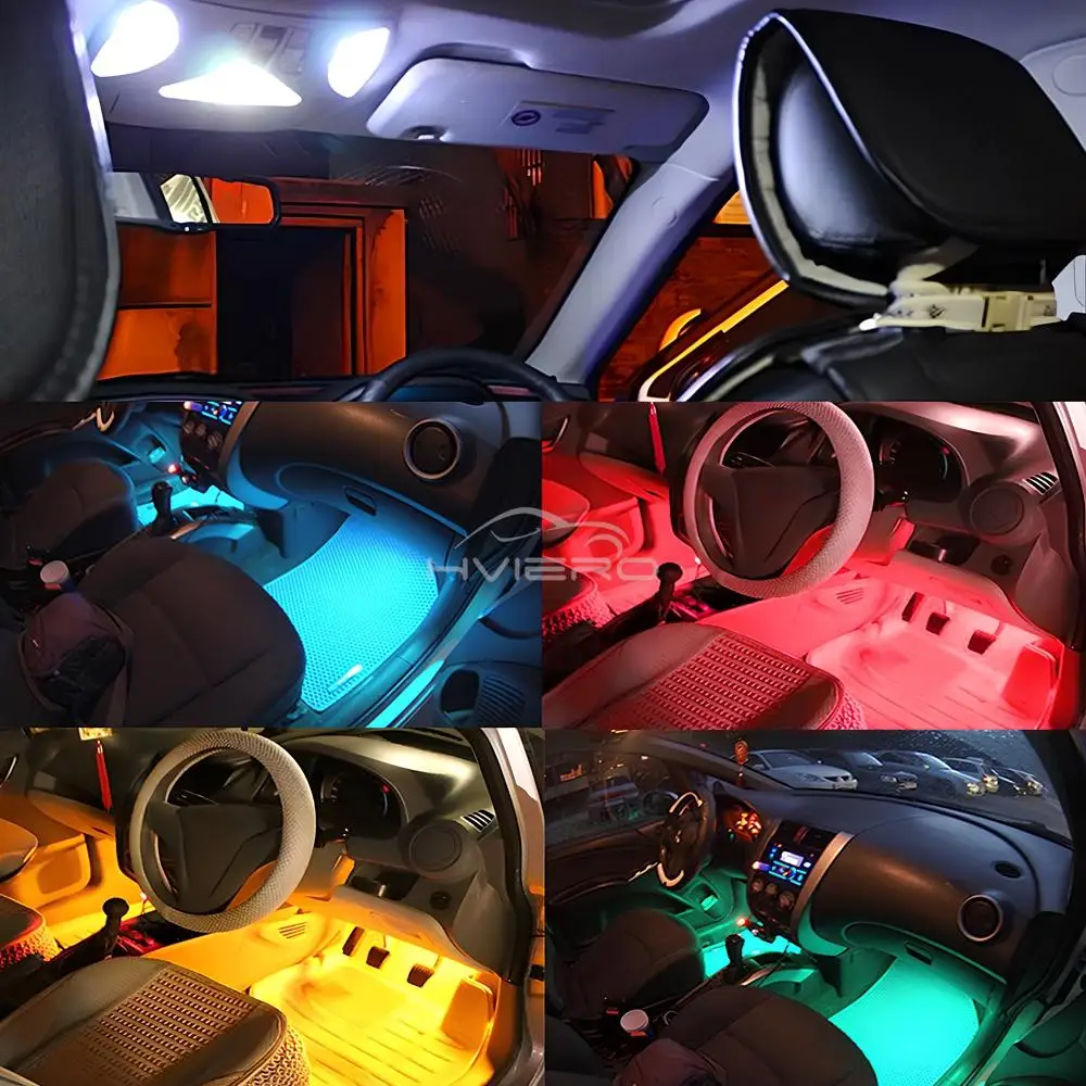 C5w Car Led RGB 5050 6SMD 31mm-41mm Festoon Dome Door Lights Automobile Remotes Controller Colorful Lamps Roof Atmospheres Bulbs