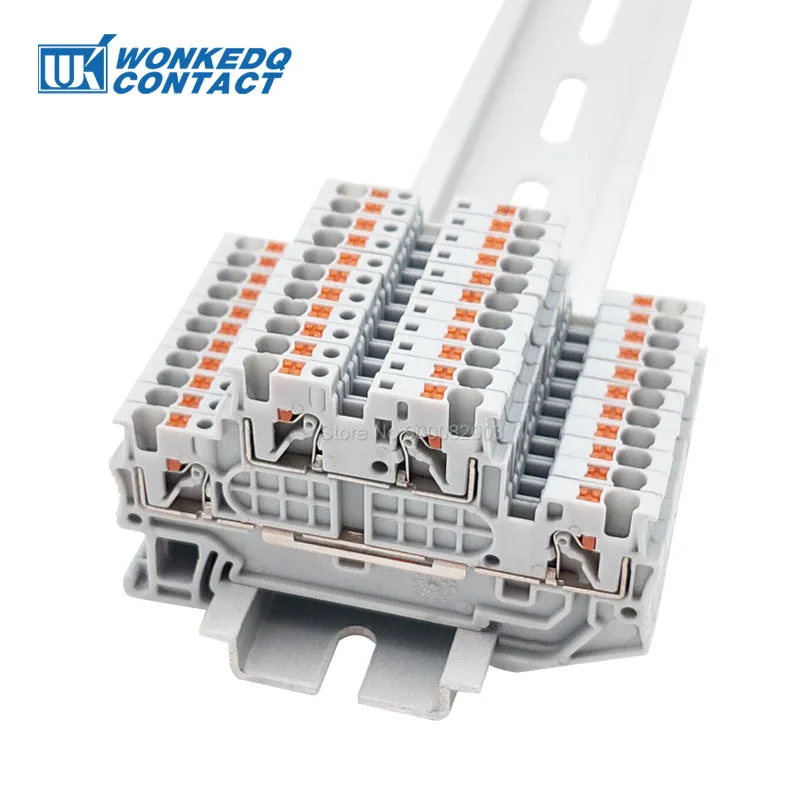 10Pcs PTTB 1.5/S Double Level Push-in Din Rail Terminal Block PT 1.5mm² Cable Electrical Wire Connector PTTB1.5 PTTB-1.5