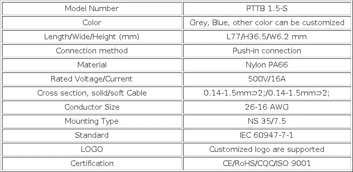 10Pcs PTTB 1.5/S Double Level Push-in Din Rail Terminal Block PT 1.5mm² Cable Electrical Wire Connector PTTB1.5 PTTB-1.5