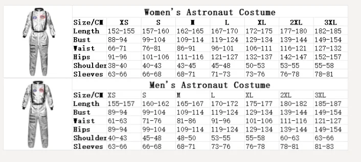 Adult Astronaut Costume for Women Men Flight Suit Costume Cosplay Space Astronaut Blue Full Body Jumpsuit with Zipper Carnival