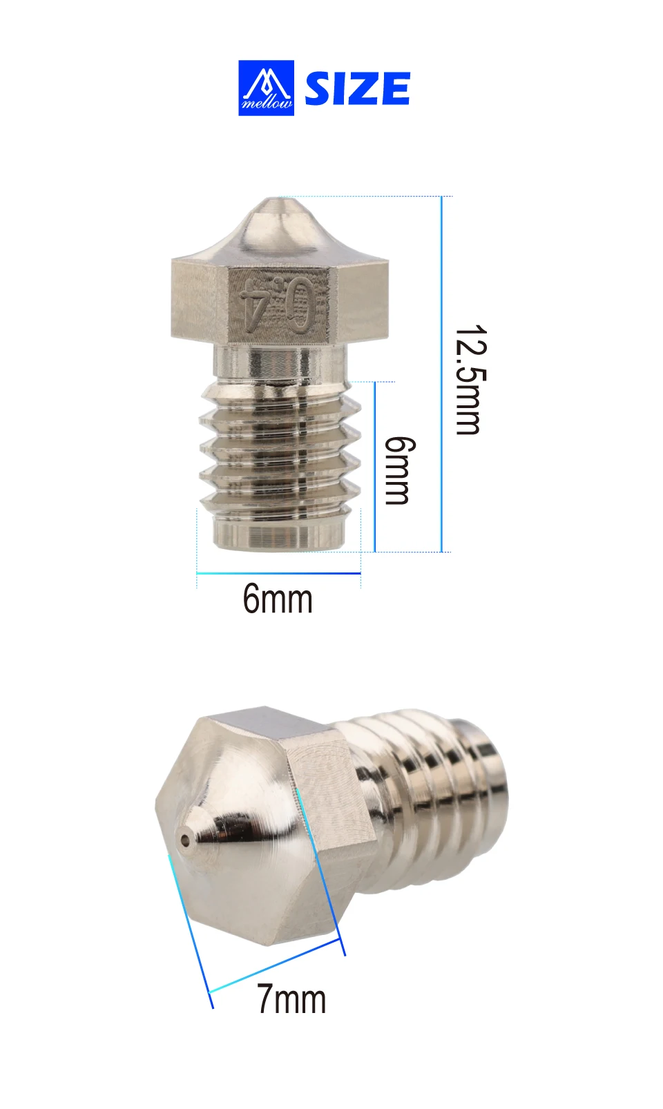 Phaetus Plated Copper E3D V6 Nozzle 3D Printer Parts For 1.75MM Filament Hotend Extruder BMO BMS Dragonfly Dragon TaiChi Rapido