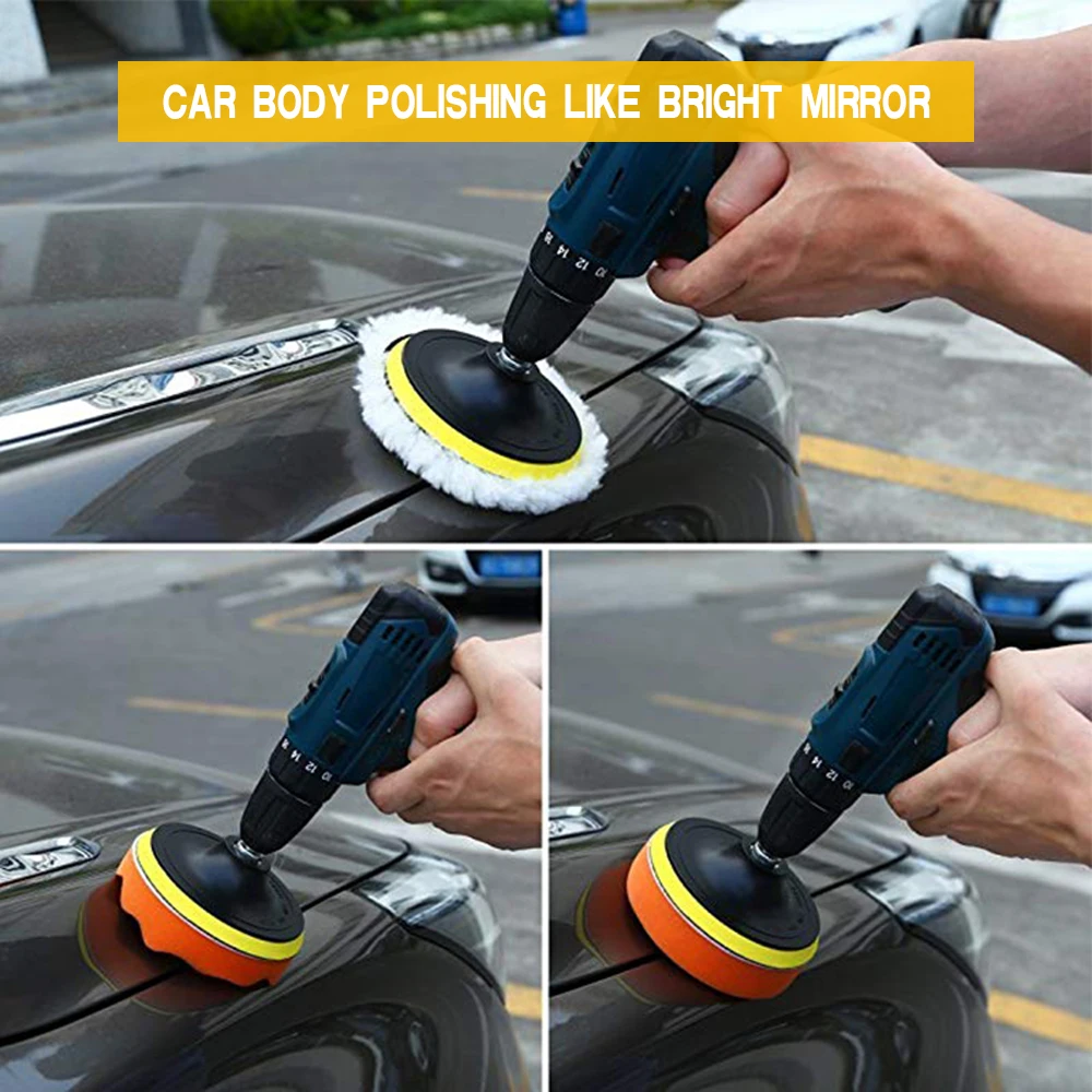 3"Car Waxing Sponge Pad Polishing Kit Auto Detailing Sandpaper Buffing Sanding Disc Polisher Drill Adapter Headlight Restoration