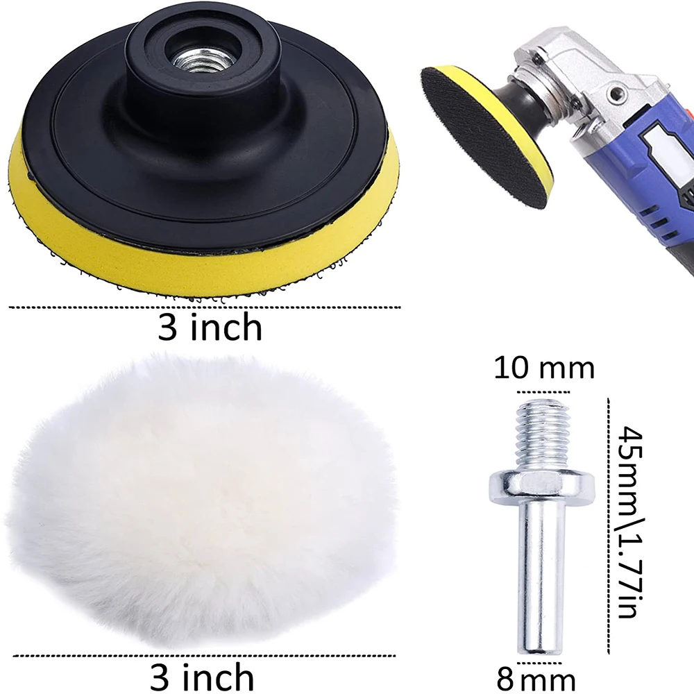 3"Car Waxing Sponge Pad Polishing Kit Auto Detailing Sandpaper Buffing Sanding Disc Polisher Drill Adapter Headlight Restoration