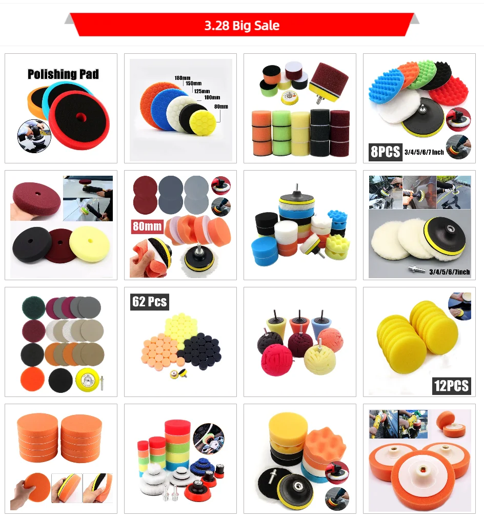 3"Car Waxing Sponge Pad Polishing Kit Auto Detailing Sandpaper Buffing Sanding Disc Polisher Drill Adapter Headlight Restoration