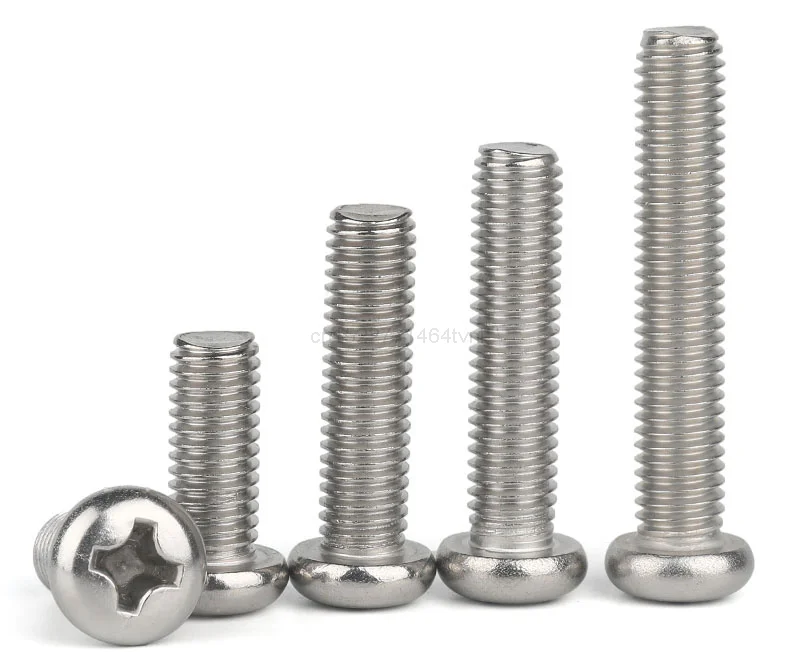 M1 M1.2 M1.4 M1.6 M2 M2.5 M3 M4 DIN7985 GB818 304 Stainless Steel Cross Recessed Pan Head Screws Phillips Screws