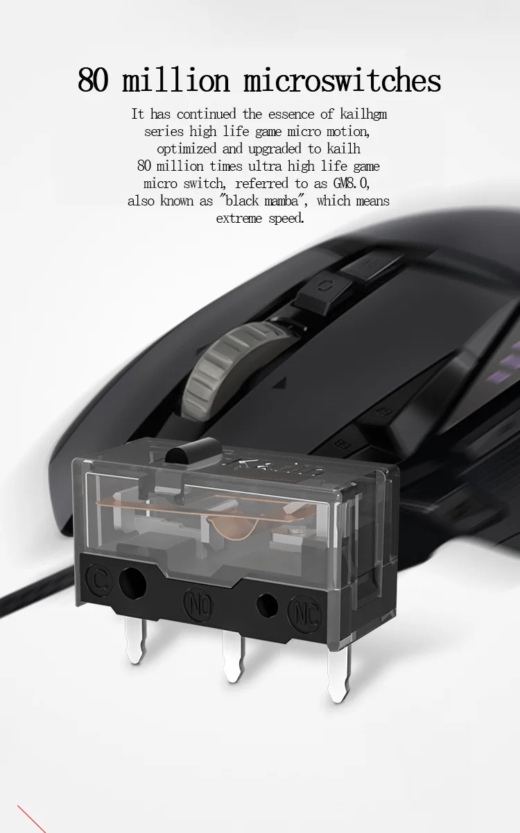 Kailh Micro Switch GM8.0 Mouse Switch Esports Mouse Accessory Computer Mice Gold Contactor 80 Million Click Left Right Button
