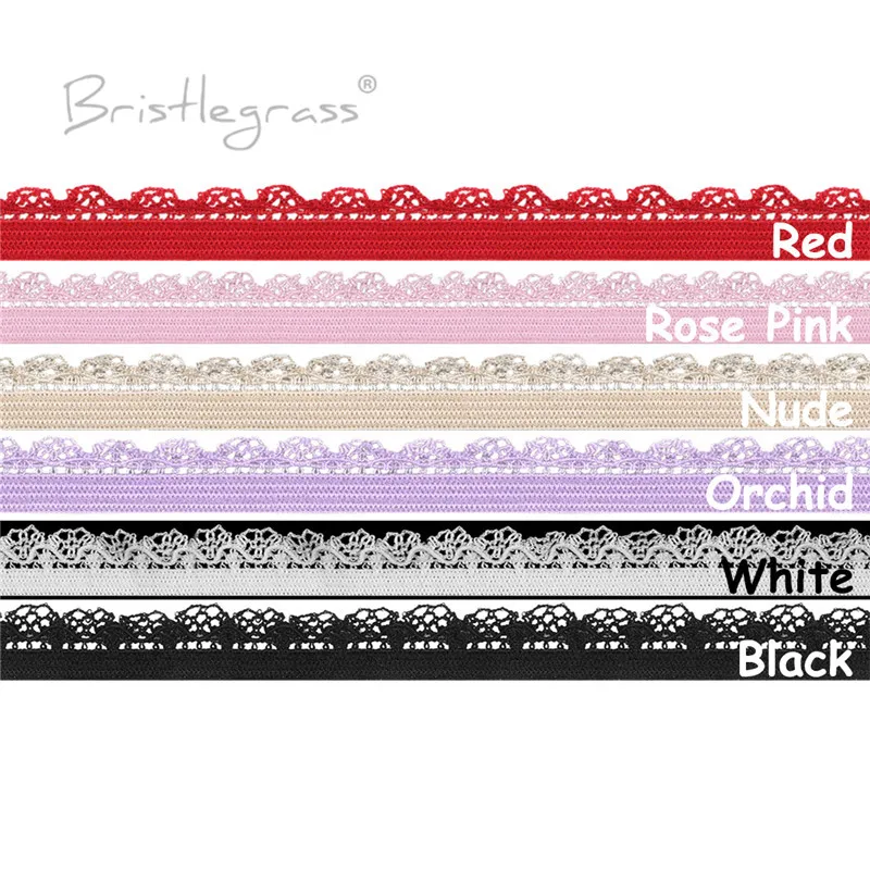 BRISTLEGRASS 2 5 10 Yard 3/8" 10mm Picot Loop Frilly Lace Trim Elastics Decorative Spandex Bands Headband Lingerie Sewing Crafts