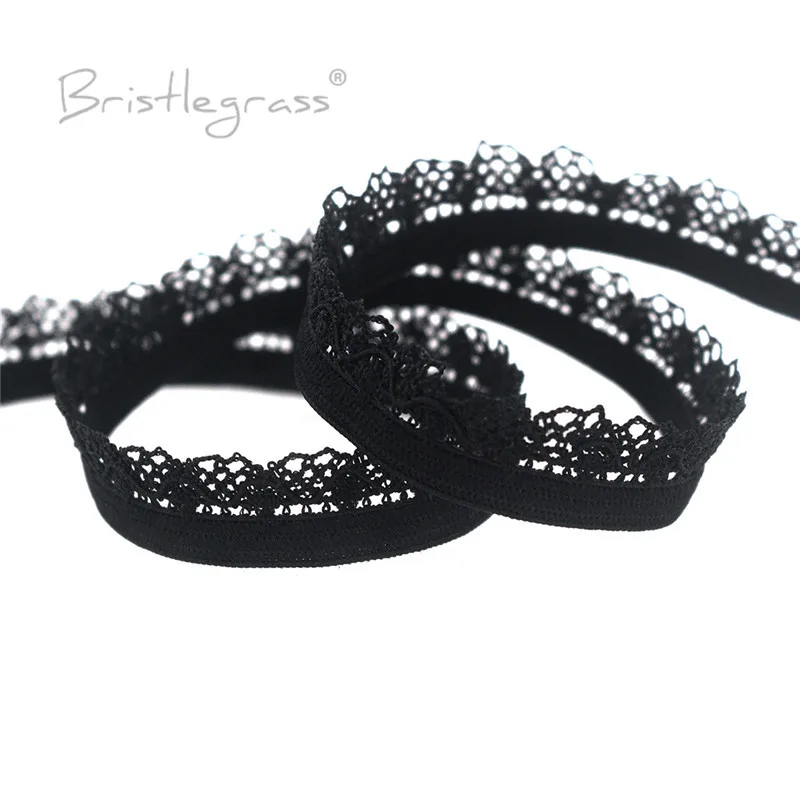 BRISTLEGRASS 2 5 10 Yard 3/8" 10mm Picot Loop Frilly Lace Trim Elastics Decorative Spandex Bands Headband Lingerie Sewing Crafts